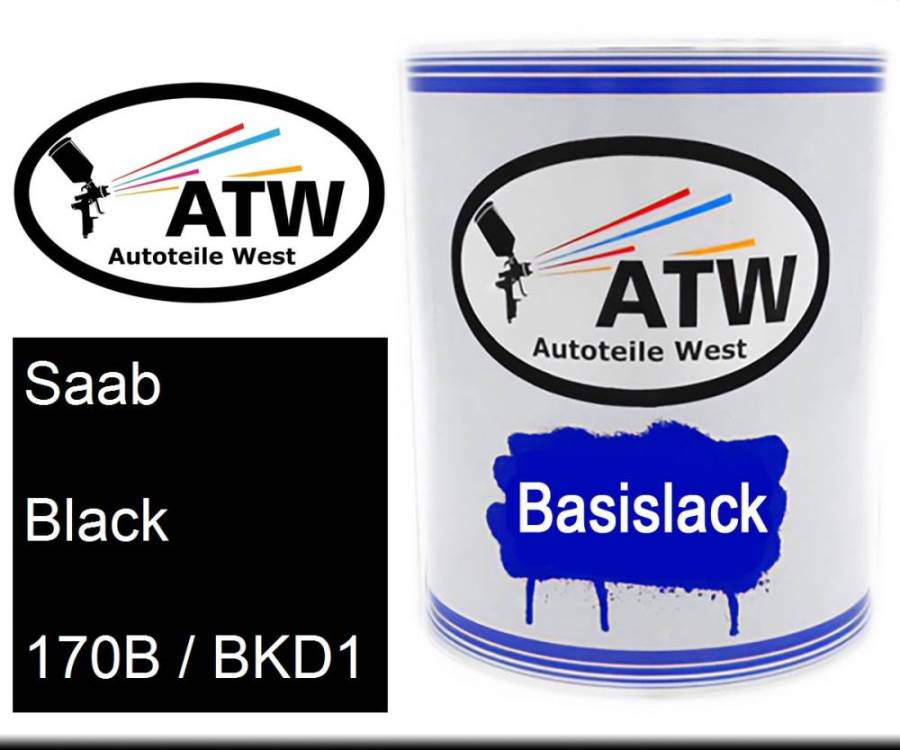 Saab, Black, 170B / BKD1: 1L Lackdose, von ATW Autoteile West.